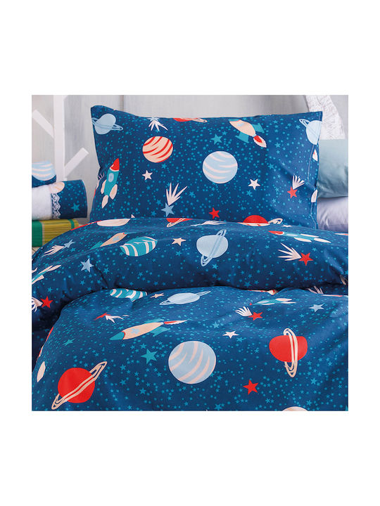 Rythmos Kids Duvet Set Single with Pillowcase Space Odyssey Blue 160x240cm