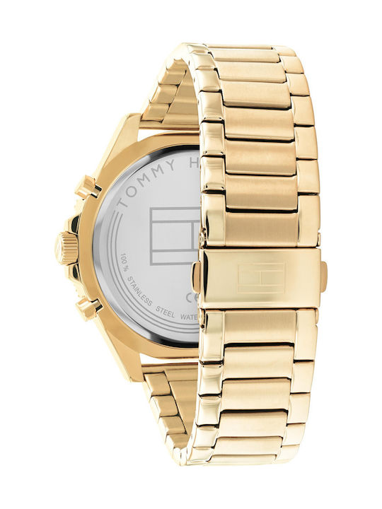 Tommy Hilfiger Larson Men's Watch 46mm Chronograph Battery with Gold Metal Bracelet