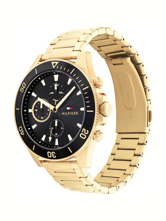 Tommy Hilfiger Larson Men's Watch 46mm Chronograph Battery with Gold Metal Bracelet
