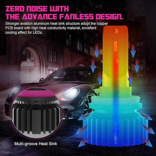 NovSight Λάμπες Αυτοκινήτου & Μοτοσυκλέτας H11 LED 6500K Ψυχρό Λευκό 12-24V 50W 2τμχ
