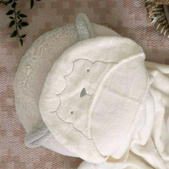 Mamas & Papas Hooded Baby Bath Towel Lamb White