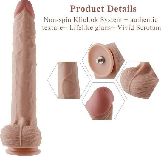 Hismith Extra-Length Vibrating Silicone Dildo With KlicLok 30cm BDSM Accessory in Flesh Color