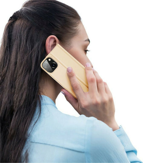 Dux Ducis Skin Pro Buchen Sie Synthetisches Leder Gold (iPhone 13)