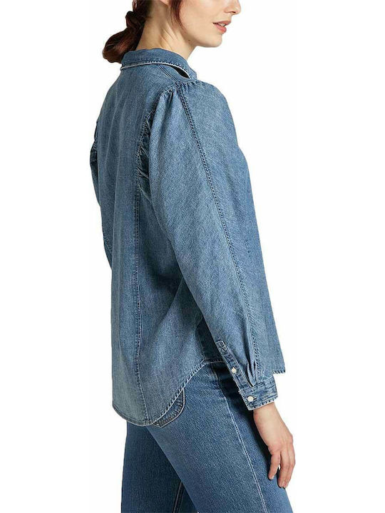 Women's Denim Long Sleeve Shirt Blue