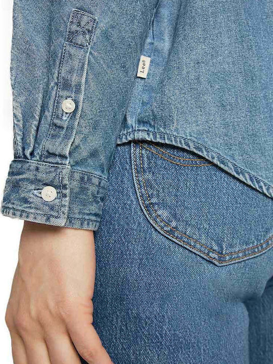 Women's Denim Long Sleeve Shirt Blue