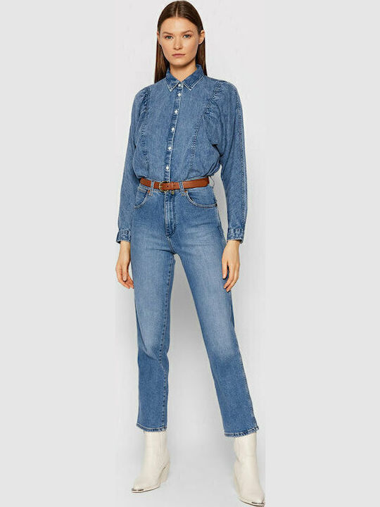 Women's Denim Long Sleeve Shirt Blue