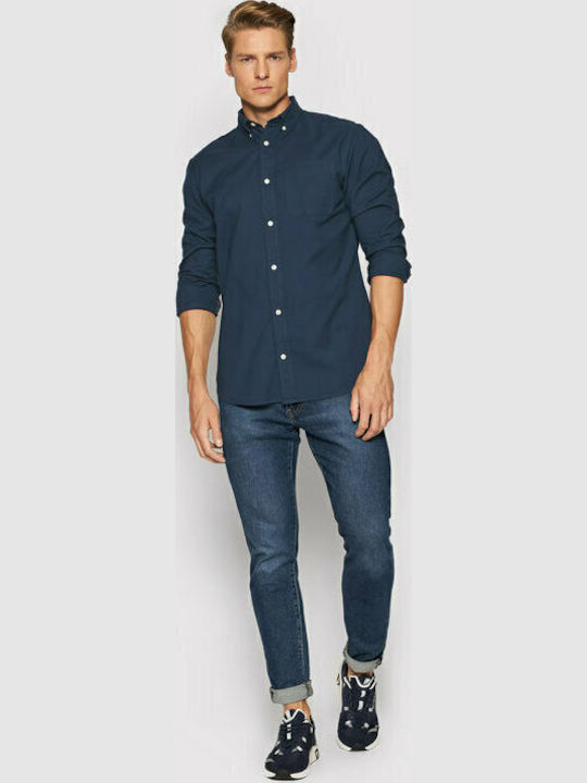 Long-sleeved Cotton Shirt Navy Blazer
