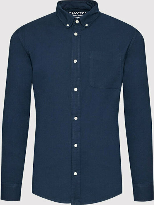 Long-sleeved Cotton Shirt Navy Blazer