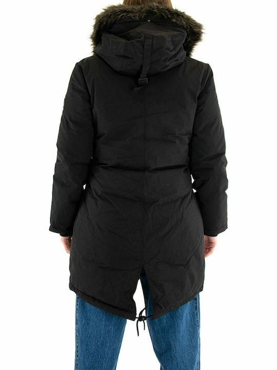 Women's Long Parka Jacket for Winter Black