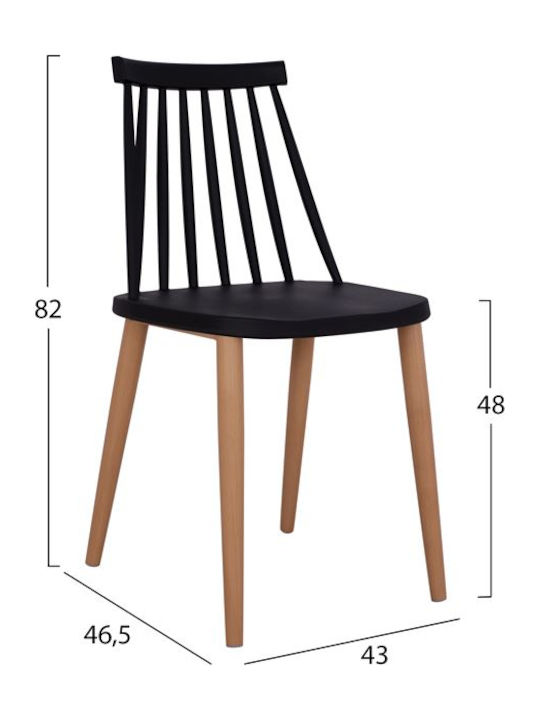 Vanessa Kitchen Polypropylene Chair Black 43x47.5x82cm