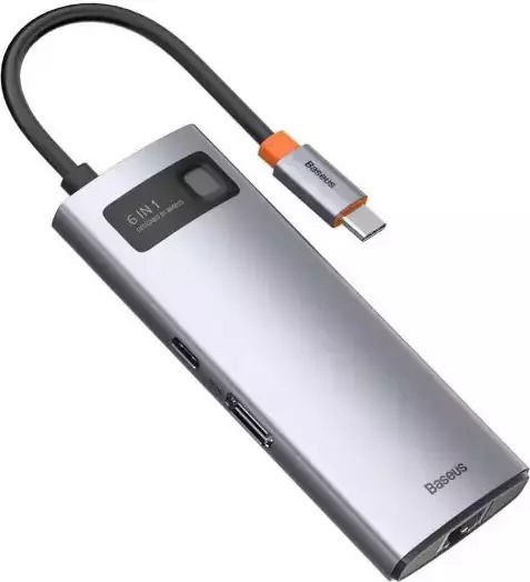 Baseus Metal Gleam Series USB-C Docking Station with HDMI 4K PD Ethernet Silver