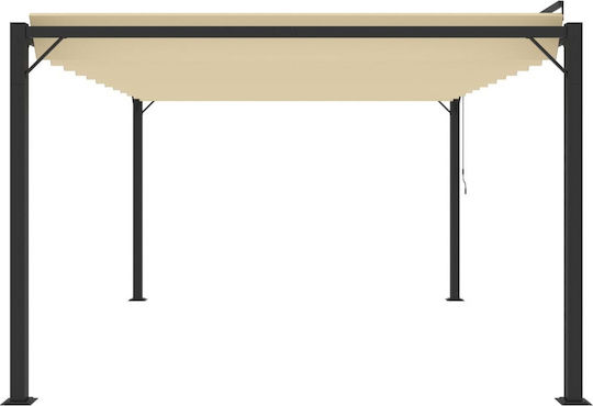 Pergolă De Grădină Din Metal Cu Tavan În Culoare Bej 300x400x225cm