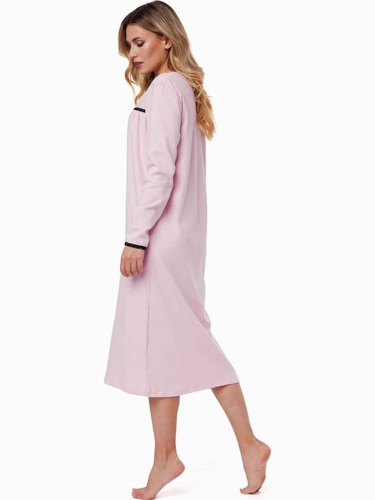 Minerva Winter Cotton Women's Nightdress Pink