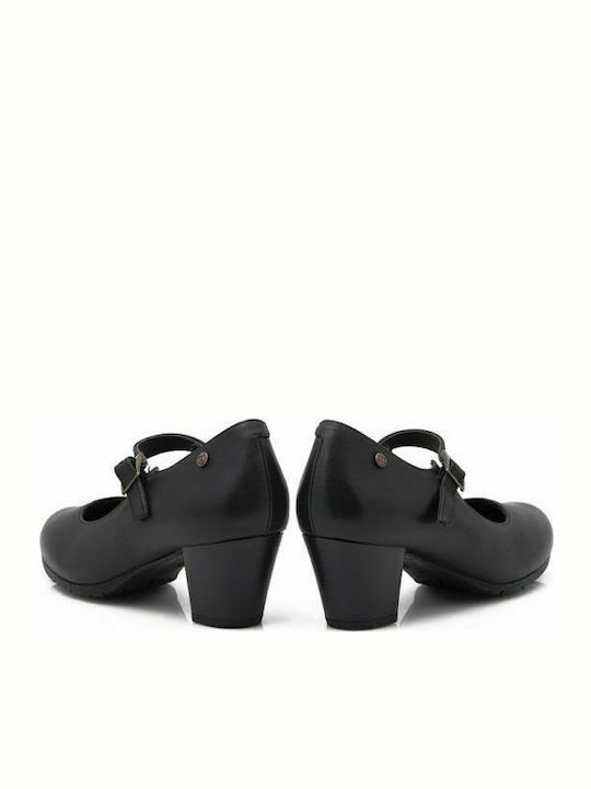 6706 Pantofi cu toc cu Curea Negre