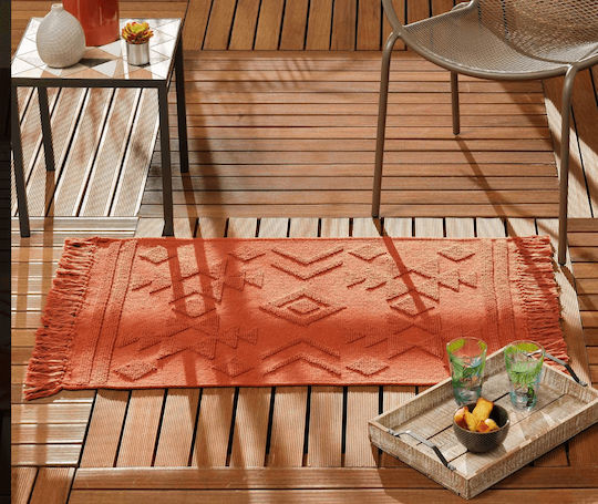 Kipper Cilaos Χαλί Ορθογώνιο Βαμβακερό με Κρόσια Terracotta 60x90cm