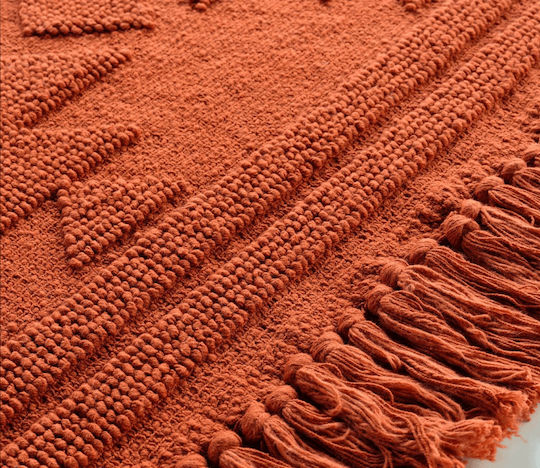 Kipper Cilaos Χαλί Ορθογώνιο Βαμβακερό με Κρόσια Terracotta 60x90cm