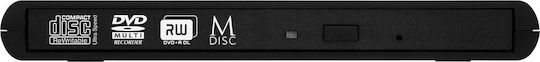 Verbatim External Slimline External DVD/CD Recorder for Desktop / Laptop Black