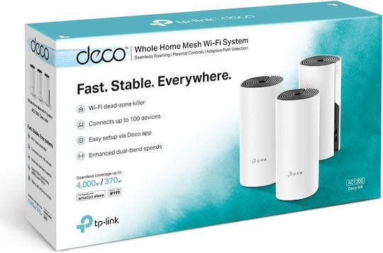 TP-LINK Deco M4 v1 Punct De Acces Cu Rețea Mesh Wi-Fi 5 Banda Duală (2.4 și 5GHz) Kit Triplu