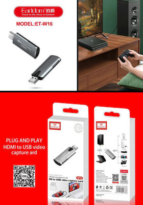 Earldom W16 Video Capture για Laptop / PC και σύνδεση USB-A / HDMI