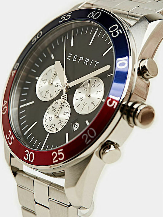 Esprit Ceas Barbati 44mm Cronograf cu Baterie cu Brățară din Metal Argintie