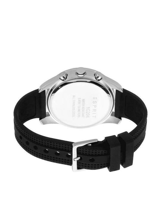 Esprit Jordan Ανδρικό Ρολόι 44mm Χρονογράφος Μπαταρίας με Μαύρο Καουτσούκ Λουράκι
