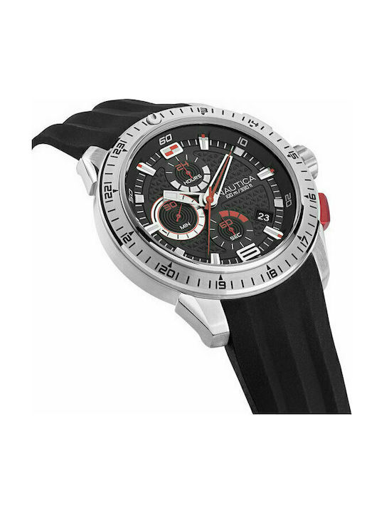 Nautica NST 101 Watch Chronograph with Black Rubber Strap