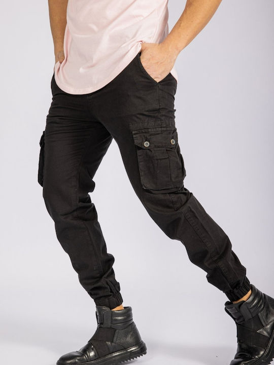 Trousers Cargo Elastic in Slim Fit Black