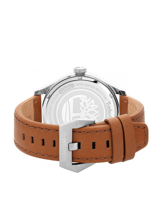 Saugus Ceas Barbati 46mm Baterie Cu Curea Din Piele Maro