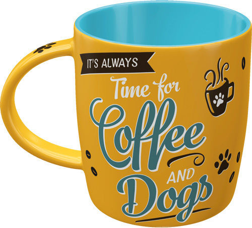 Nostalgic Art Coffee and Dogs Cană Ceramică Galbenă 330ml