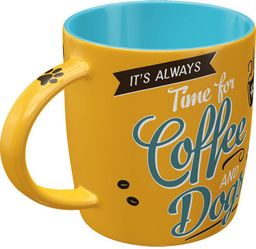Nostalgic Art Coffee and Dogs Cană Ceramică Galbenă 330ml