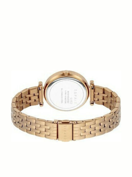 Esprit Menlo Γυναικείο Ρολόι 36mm Μπαταρίας με Ροζ Χρυσό Μεταλλικό Μπρασελέ