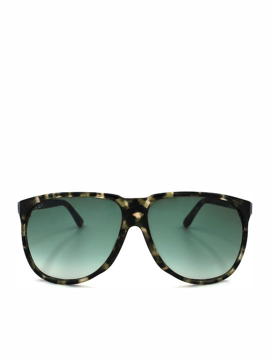 Gucci Women's Sunglasses with Brown Tartaruga Plastic Frame and Green Gradient Lens GG1002/S 9UJ/DB
