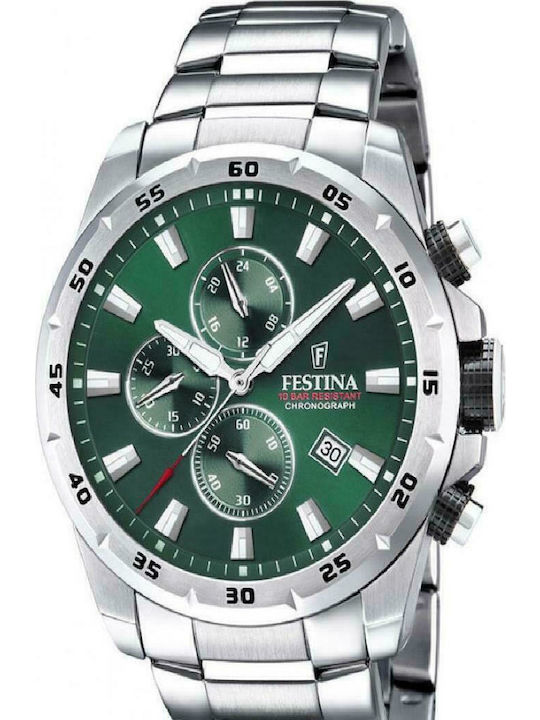 Festina Chrono Sport Мъжки Часовник 45мм Хронограф На Батерия със Сребърна Метална Гривна