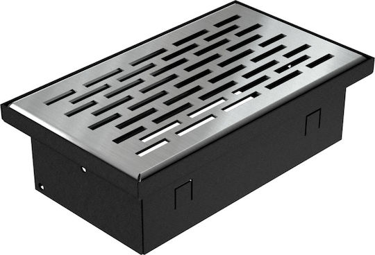 Kratki Rectangular Fireplace Air Shutter Inox 17x11cm