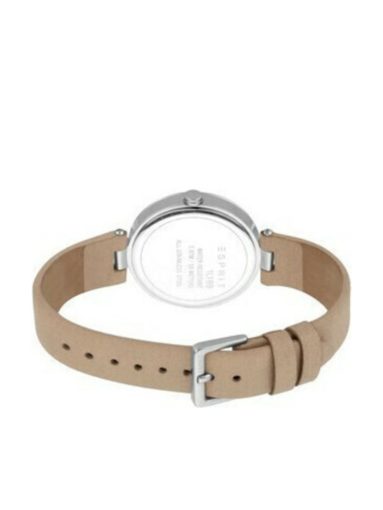 Esprit Roselle Γυναικείο Ρολόι 34mm Μπαταρίας με Μπεζ Δερμάτινο Λουράκι