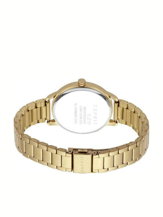 Esprit Damen Uhr mit Gold Metallarmband