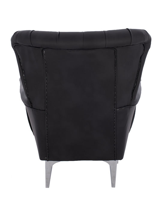 Chesterfield Bergère din Piele Ecologică Negru 87x88x100cm