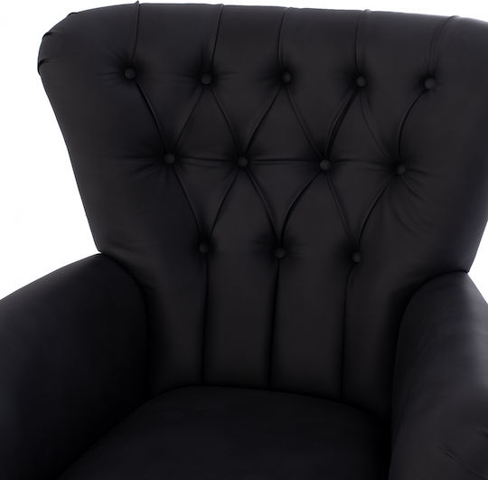 Chesterfield Bergère din Piele Ecologică Negru 87x88x100cm