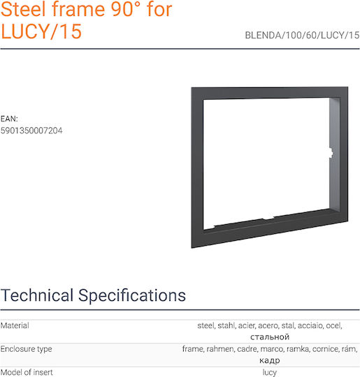 Kratki BLENDA 100 60 LUCY 15 Față De Șemineu Din Oțel 91.3x75.2cm