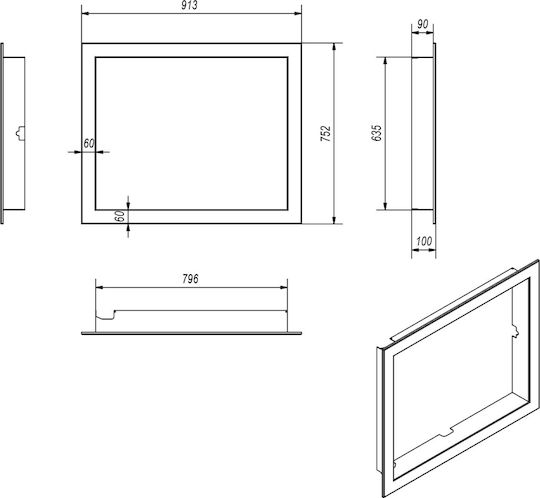 Kratki BLENDA 100 60 LUCY 15 Față De Șemineu Din Oțel 91.3x75.2cm