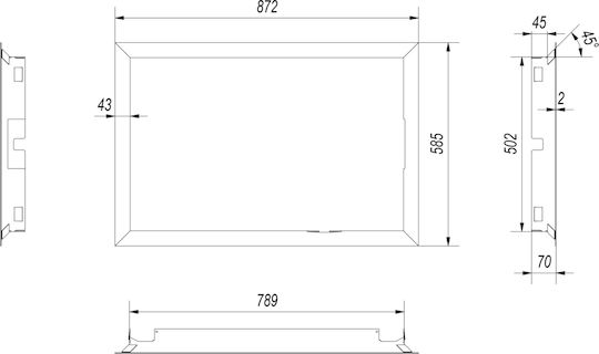 Kratki Χαλύβδινη Πρόσοψη Τζακιού 87.2x58.5cm