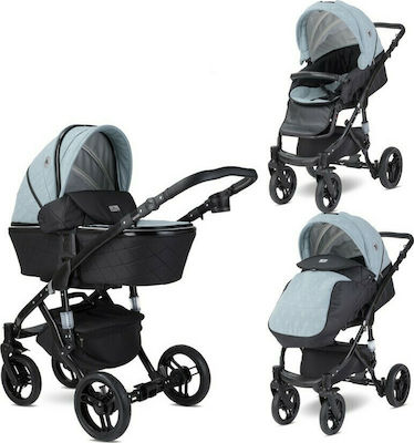 Lorelli Rimini Premium 3 in 1 Stars Adjustable 3 in 1 Baby Stroller Suitable for Newborn Silver Blue