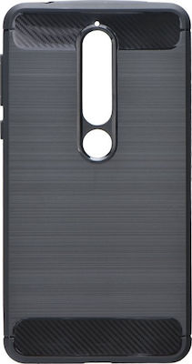 Forcell TPU Brushed Carbon Silicone Back Cover Black (Nokia 6.1)