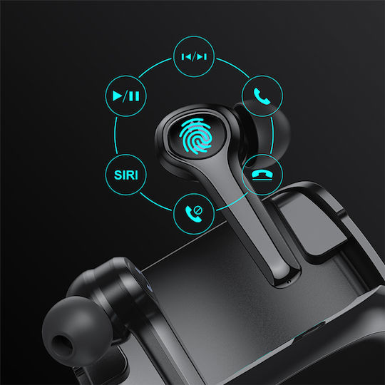 Joyroom TP1 In-ear Bluetooth Handsfree Ακουστικά με Αντοχή στον Ιδρώτα και Θήκη Φόρτισης Μαύρα