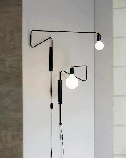 House Doctor Modern Lamp Wall with Socket E27 and Switch Black 35cm