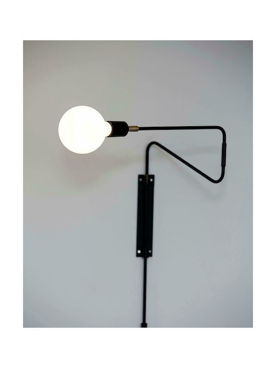 House Doctor Modern Leuchte Wand mit Fassung E27 und Schalter Schwarz 35cm