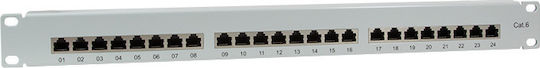 LogiLink Shielded Patch Panel for Rack 1U 19" with 24 cat6 Ports Gray