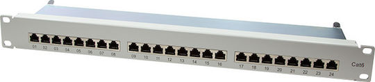 LogiLink Shielded Patch Panel for Rack 1U 19" with 24 cat6 Ports Gray