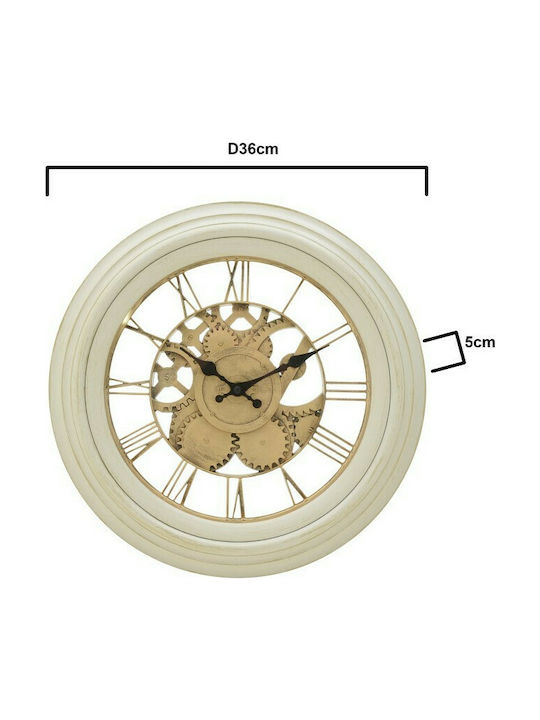 Inart Antique Wall Clock Plastic Ecru Ø36cm