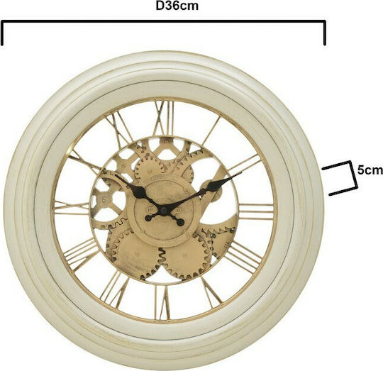 Inart Antique Wall Clock Plastic Ecru Ø36cm
